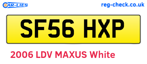 SF56HXP are the vehicle registration plates.