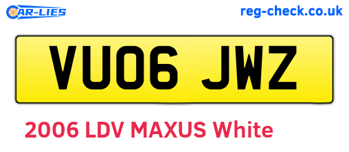 VU06JWZ are the vehicle registration plates.