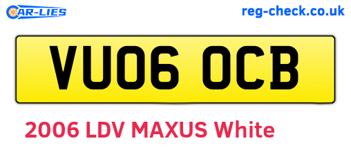 VU06OCB are the vehicle registration plates.