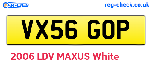 VX56GOP are the vehicle registration plates.