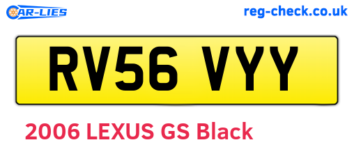 RV56VYY are the vehicle registration plates.