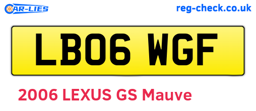 LB06WGF are the vehicle registration plates.