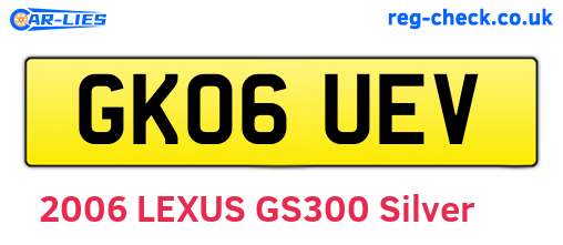 GK06UEV are the vehicle registration plates.