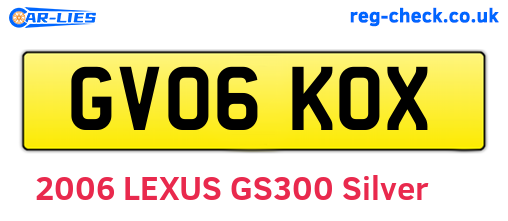 GV06KOX are the vehicle registration plates.