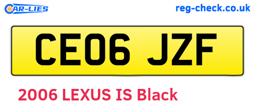 CE06JZF are the vehicle registration plates.