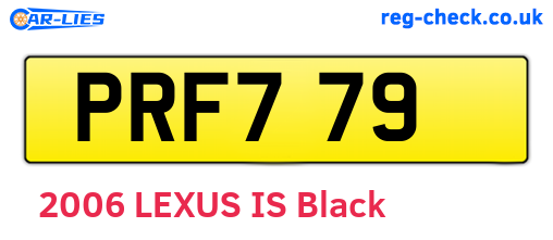 PRF779 are the vehicle registration plates.