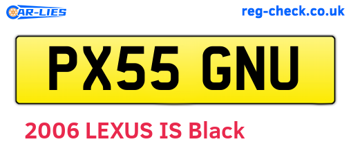 PX55GNU are the vehicle registration plates.