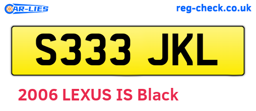 S333JKL are the vehicle registration plates.