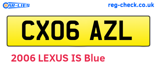 CX06AZL are the vehicle registration plates.