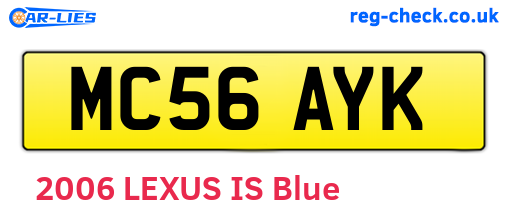 MC56AYK are the vehicle registration plates.