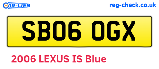 SB06OGX are the vehicle registration plates.