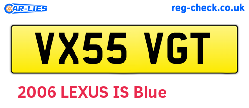 VX55VGT are the vehicle registration plates.