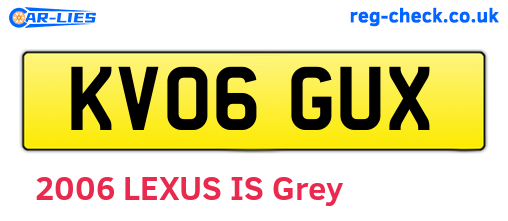 KV06GUX are the vehicle registration plates.