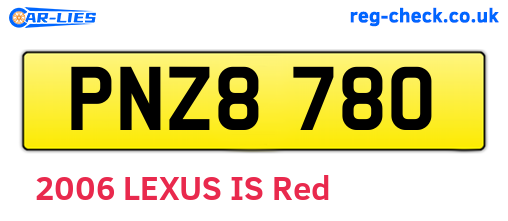 PNZ8780 are the vehicle registration plates.