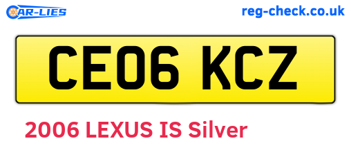 CE06KCZ are the vehicle registration plates.