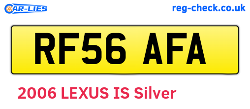 RF56AFA are the vehicle registration plates.