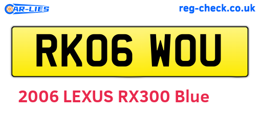 RK06WOU are the vehicle registration plates.