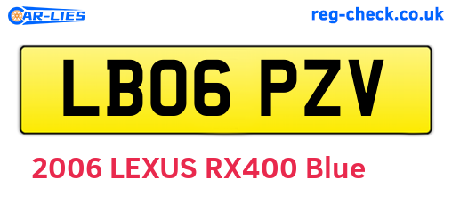 LB06PZV are the vehicle registration plates.
