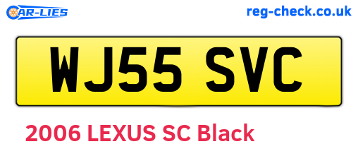 WJ55SVC are the vehicle registration plates.
