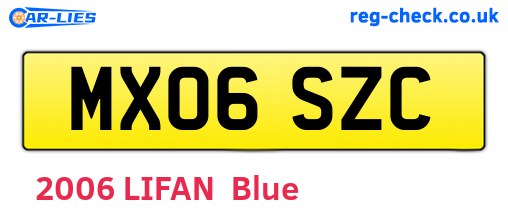 MX06SZC are the vehicle registration plates.