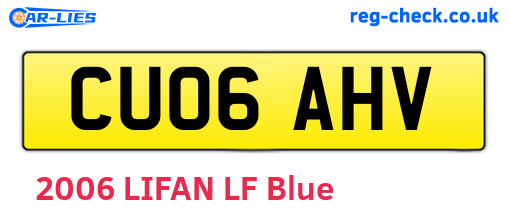 CU06AHV are the vehicle registration plates.
