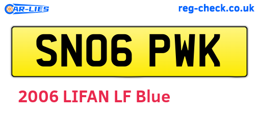 SN06PWK are the vehicle registration plates.
