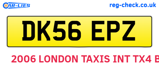 DK56EPZ are the vehicle registration plates.