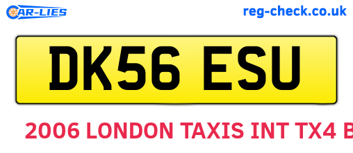 DK56ESU are the vehicle registration plates.