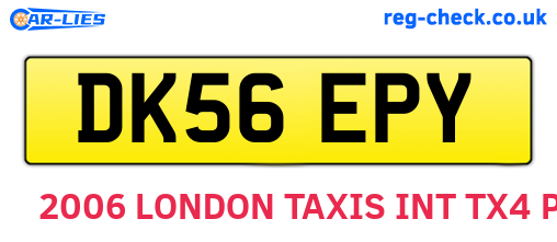 DK56EPY are the vehicle registration plates.