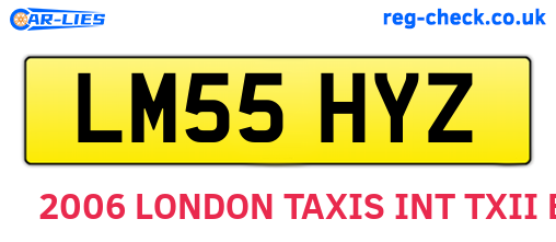 LM55HYZ are the vehicle registration plates.