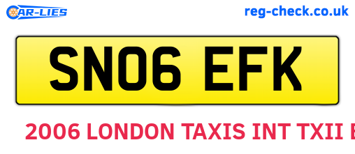 SN06EFK are the vehicle registration plates.