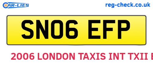 SN06EFP are the vehicle registration plates.