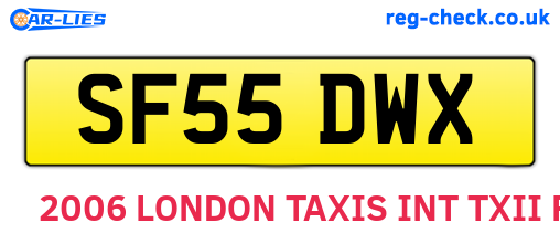 SF55DWX are the vehicle registration plates.