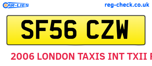 SF56CZW are the vehicle registration plates.