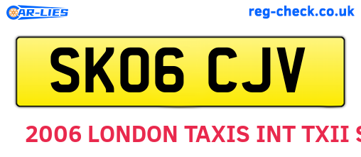 SK06CJV are the vehicle registration plates.