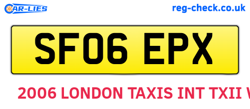 SF06EPX are the vehicle registration plates.