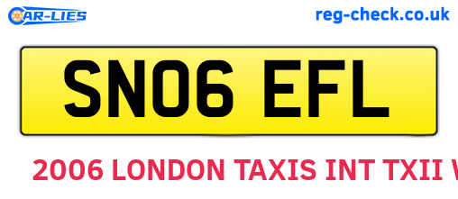 SN06EFL are the vehicle registration plates.