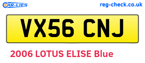 VX56CNJ are the vehicle registration plates.