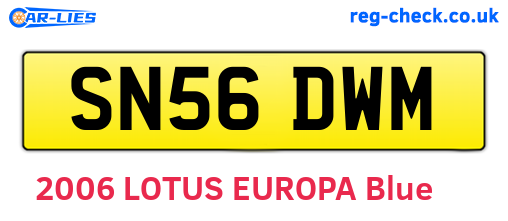 SN56DWM are the vehicle registration plates.