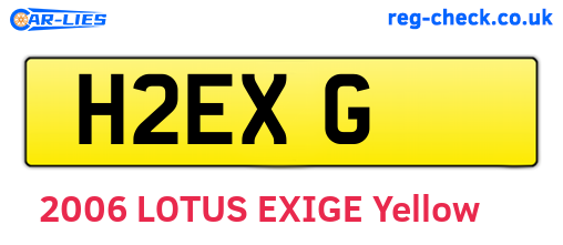 H2EXG are the vehicle registration plates.