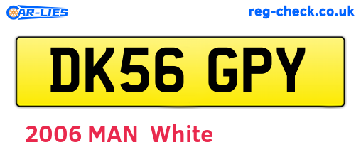 DK56GPY are the vehicle registration plates.