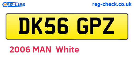 DK56GPZ are the vehicle registration plates.