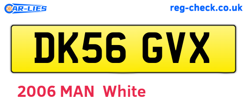 DK56GVX are the vehicle registration plates.