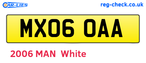 MX06OAA are the vehicle registration plates.