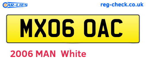 MX06OAC are the vehicle registration plates.