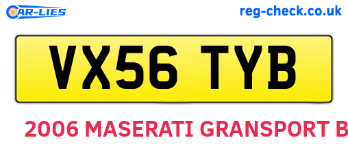 VX56TYB are the vehicle registration plates.