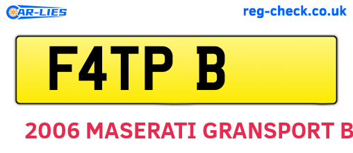 F4TPB are the vehicle registration plates.