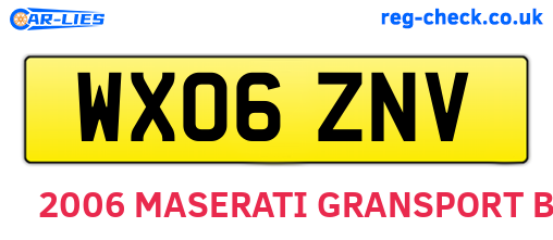 WX06ZNV are the vehicle registration plates.