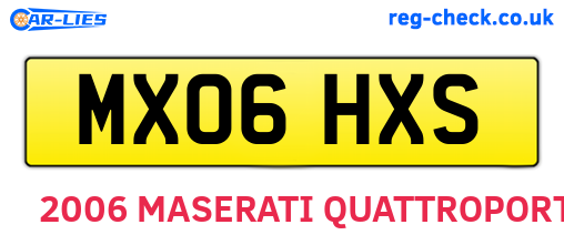 MX06HXS are the vehicle registration plates.