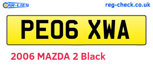 PE06XWA are the vehicle registration plates.
